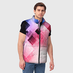 Мужской жилет Розово-голубая абстрактная геометрия, цвет: 3D-черный — фото 2