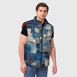 Мужской жилет Patchwork Jeans Осень Зима 2023, цвет: 3D-красный — фото 2
