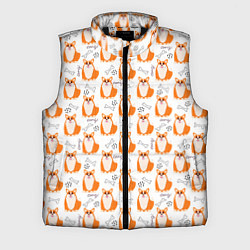 Мужской жилет Улыбающиеся корги с косточками Паттерн на белом фо