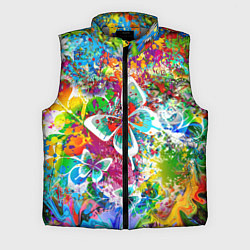 Мужской жилет Яркое безумие Бабочки, кляксы, граффити, цвет: 3D-светло-серый