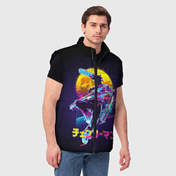 Мужской жилет CHAINSAW MAN on the background of the moon, цвет: 3D-черный — фото 2