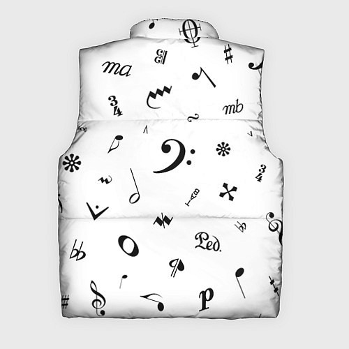 Мужской жилет Нотные Знаки Черные на Белом / 3D-Черный – фото 2