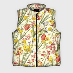 Мужской жилет Цветы Весенние Тюльпаны, цвет: 3D-светло-серый