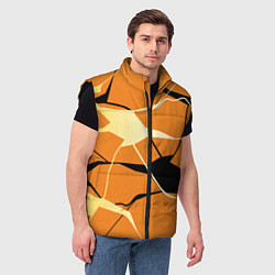 Мужской жилет Абстрактные полосы на оранжевом фоне, цвет: 3D-черный — фото 2