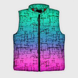 Мужской жилет Абстрактный узор на розово-бирюзовом градиентном ф, цвет: 3D-красный