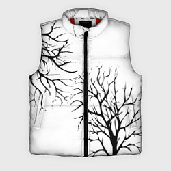 Мужской жилет Черные ветки деревьев на белом фоне