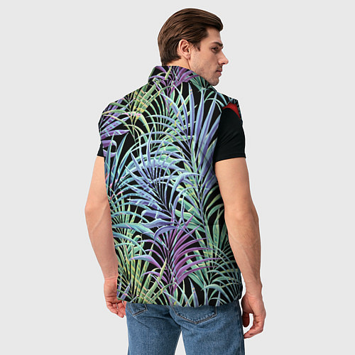 Мужской жилет Разноцветные Листья Пальм В Ночных Джунглях / 3D-Красный – фото 4
