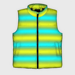 Мужской жилет Бирюзово-желтые неоновые полосы, цвет: 3D-черный