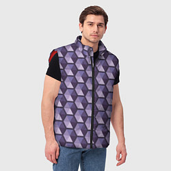 Мужской жилет Фиолетовые шестиугольники, цвет: 3D-красный — фото 2