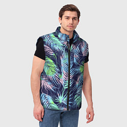Мужской жилет Разноцветные Листья Пальм, цвет: 3D-черный — фото 2