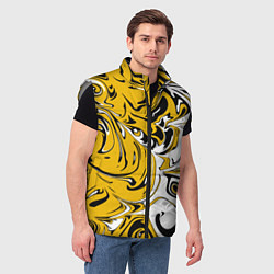 Мужской жилет Черно-желтые разводы, цвет: 3D-светло-серый — фото 2
