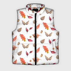Мужской жилет Узор Листья, Шишки, Жёлуди, цвет: 3D-красный