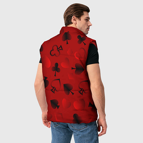Мужской жилет Карты карточные масти на красном фоне / 3D-Красный – фото 4