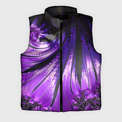 Мужской жилет Неоновый фрактал черный с фиолетовым Абстракция