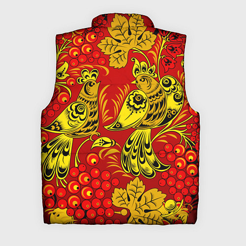 Мужской жилет Хохломская Роспись Две Птици На Красном Фоне / 3D-Черный – фото 2