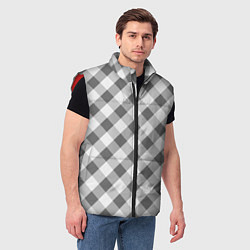 Мужской жилет Бело-серый клетчатый узор tartan, цвет: 3D-красный — фото 2