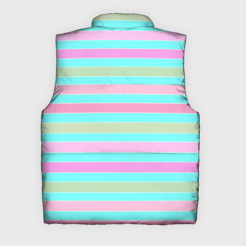 Мужской жилет Pink turquoise stripes horizontal Полосатый узор / 3D-Черный – фото 2