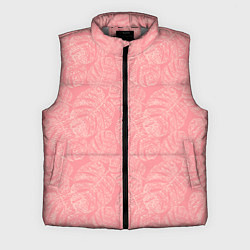 Мужской жилет Бежевые листья монстеры на розовом