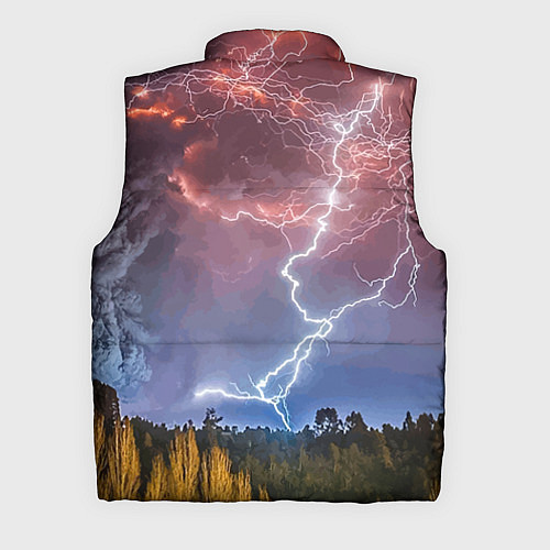 Мужской жилет Грозовые разряды молний над лесом / 3D-Светло-серый – фото 2