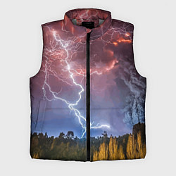 Мужской жилет Грозовые разряды молний над лесом