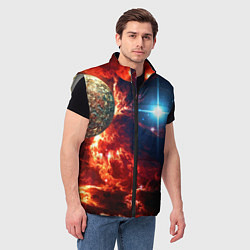 Мужской жилет Яркая звезда в космическом пространстве, цвет: 3D-светло-серый — фото 2