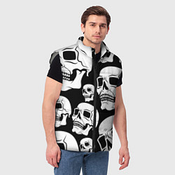 Мужской жилет Черепа - чёрный фон, цвет: 3D-светло-серый — фото 2