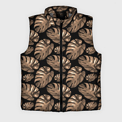 Мужской жилет Листья цветка монстеры на черном фоне, цвет: 3D-светло-серый