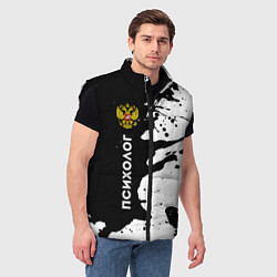 Мужской жилет Психолог из России и Герб РФ, цвет: 3D-черный — фото 2