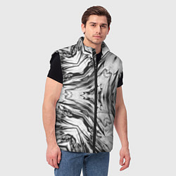 Мужской жилет Черно-белый абстрактный узор Трио, цвет: 3D-черный — фото 2