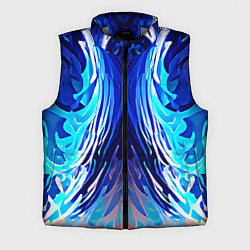 Мужской жилет Симметричная абстракция Синие волны, цвет: 3D-светло-серый