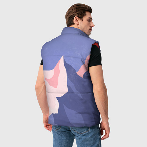 Мужской жилет Пейзаж гор и леса в стиле ретро / 3D-Красный – фото 4