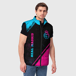 Мужской жилет Real Madrid - neon gradient: символ и надпись верт, цвет: 3D-черный — фото 2