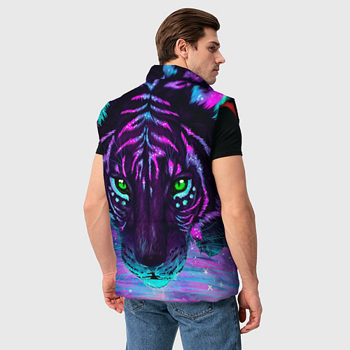 Мужской жилет Светящийся неоновый тигр / 3D-Красный – фото 4