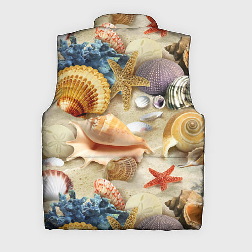 Мужской жилет Морские раковины, кораллы, морские звёзды на песке / 3D-Красный – фото 2