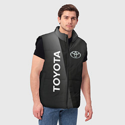 Мужской жилет Toyota - серая абстракция, цвет: 3D-черный — фото 2