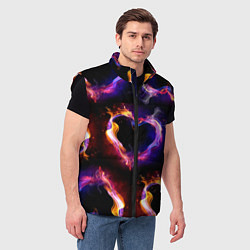 Мужской жилет Пламенное сердце - паттерн, цвет: 3D-черный — фото 2