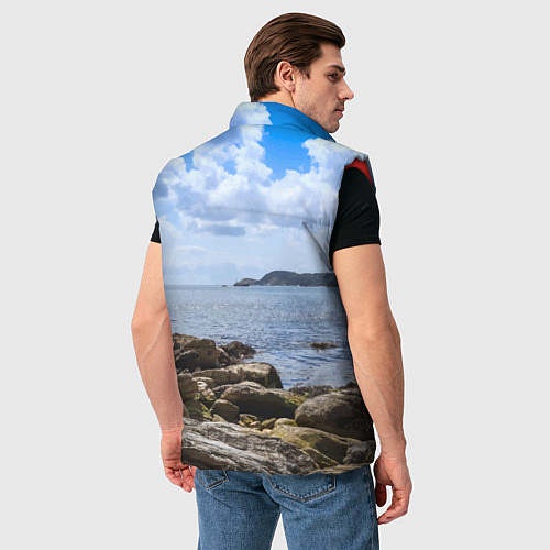 Мужской жилет Парусник на горизонте океана / 3D-Красный – фото 4