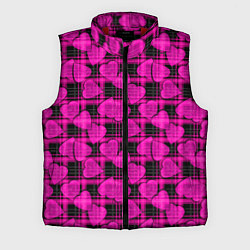 Мужской жилет Black and pink hearts pattern on checkered, цвет: 3D-красный