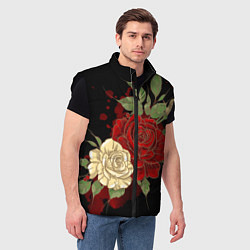 Мужской жилет Прекрасные розы, цвет: 3D-черный — фото 2