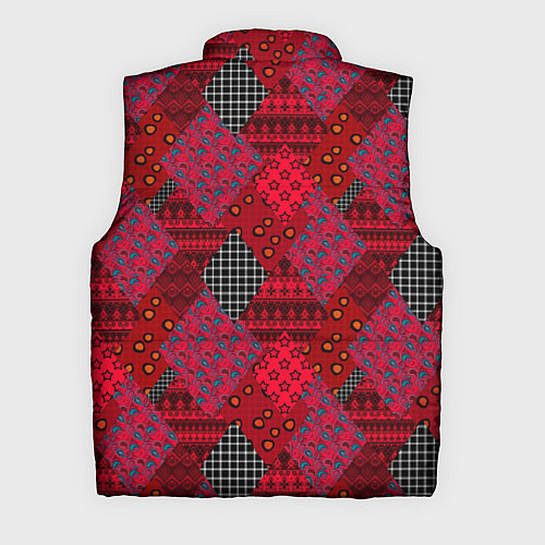 Мужской жилет Красный лоскутный узор пэчворк / 3D-Красный – фото 2