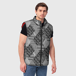 Мужской жилет Black and White Ethnic Patchwork Pattern, цвет: 3D-красный — фото 2