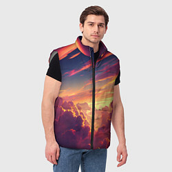 Мужской жилет Закатное солнце в облаках, цвет: 3D-светло-серый — фото 2