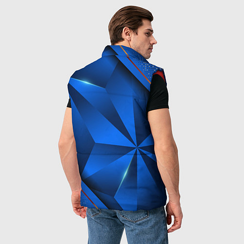 Мужской жилет Герб РФ на синем объемном фоне / 3D-Красный – фото 4