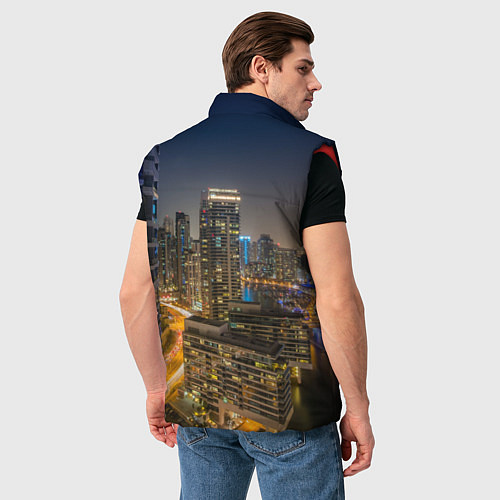 Мужской жилет Ночной красочный город / 3D-Красный – фото 4