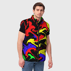 Мужской жилет Яркие абстрактные краски, цвет: 3D-красный — фото 2