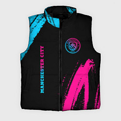 Мужской жилет Manchester City - neon gradient: надпись, символ, цвет: 3D-черный