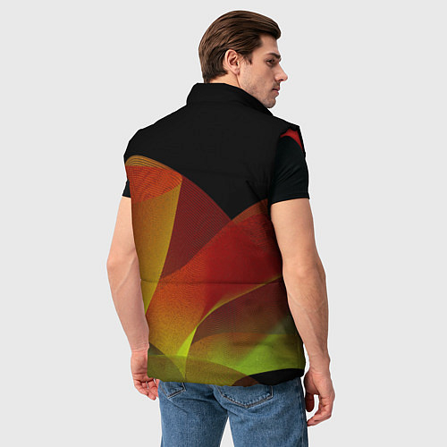 Мужской жилет Абстрактная ассиметричная оранжевая волна / 3D-Красный – фото 4