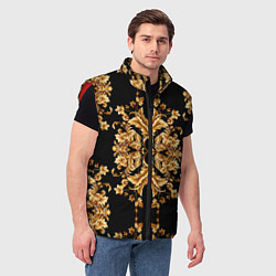 Мужской жилет Золотая гжель модные цветы, цвет: 3D-красный — фото 2