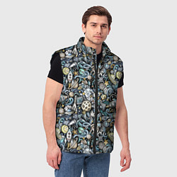 Мужской жилет Космонавт, ракета и планета, цвет: 3D-черный — фото 2