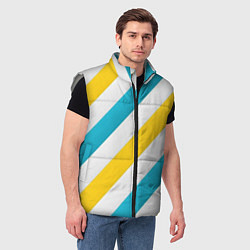 Мужской жилет Желтые и синие полосы, цвет: 3D-светло-серый — фото 2